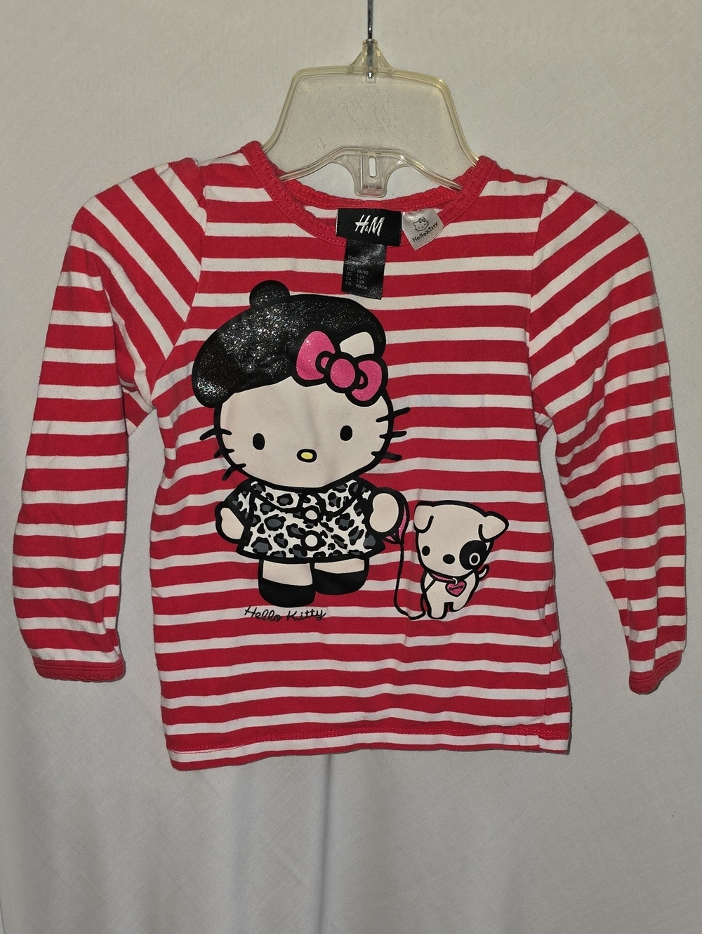 H&M Hello Kitty Walking Spotty Dog Long Sleeve Top Size 1-2 Years